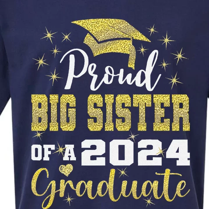 Super Proud Big Sister 2024 Graduate Awesome Family College Sueded Cloud Jersey T-Shirt