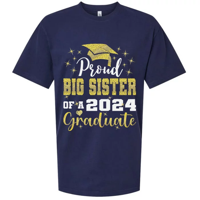 Super Proud Big Sister 2024 Graduate Awesome Family College Sueded Cloud Jersey T-Shirt