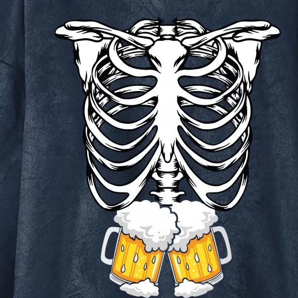 Skeleton Pregnancy Belly Of Beer Xray Halloween Costume Hooded Wearable Blanket