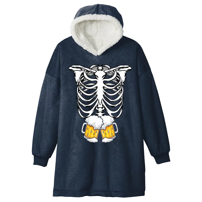 Skeleton Pregnancy Belly Of Beer Xray Halloween Costume Hooded Wearable Blanket