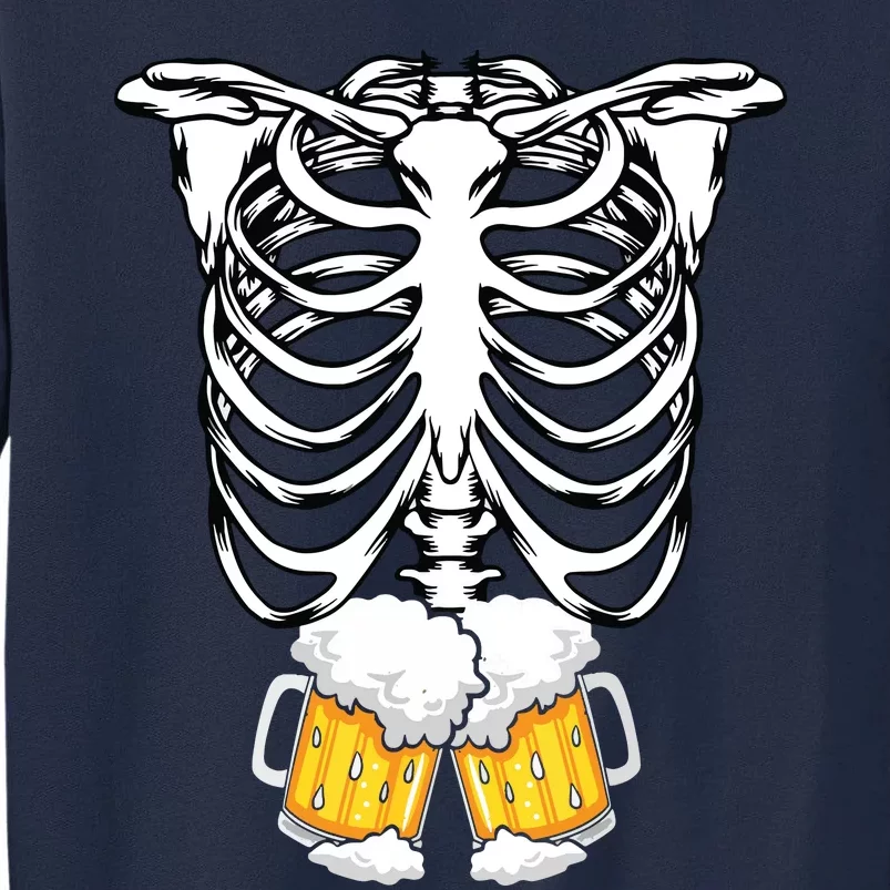 Skeleton Pregnancy Belly Of Beer Xray Halloween Costume Tall Sweatshirt