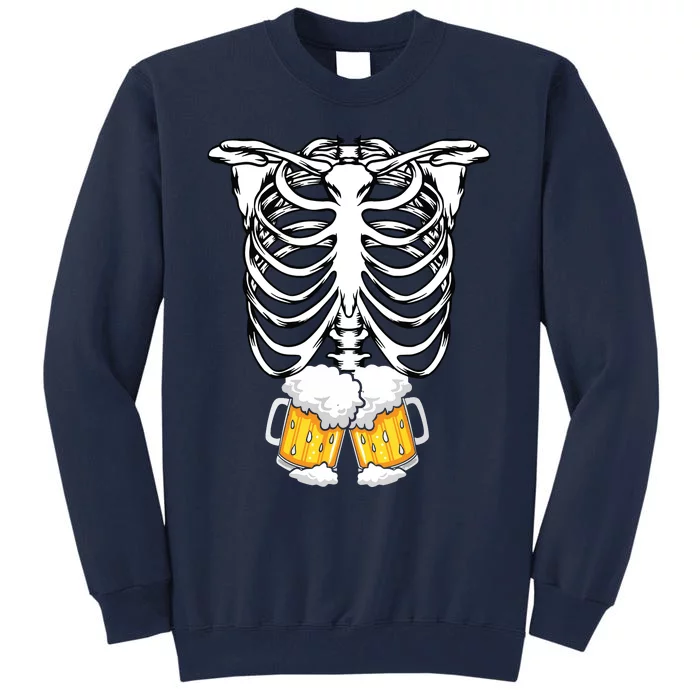 Skeleton Pregnancy Belly Of Beer Xray Halloween Costume Tall Sweatshirt