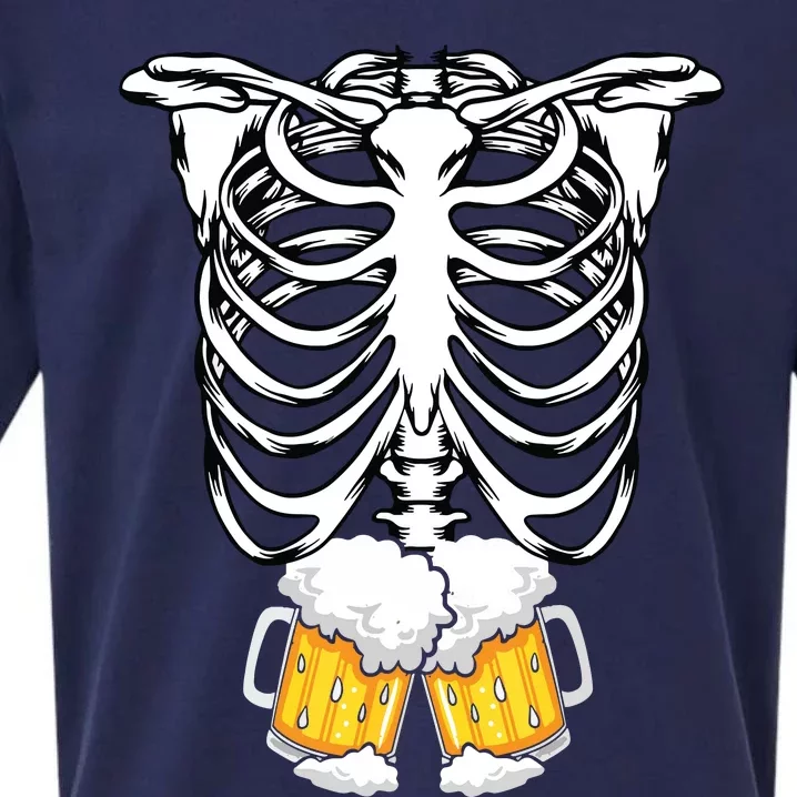 Skeleton Pregnancy Belly Of Beer Xray Halloween Costume Sueded Cloud Jersey T-Shirt