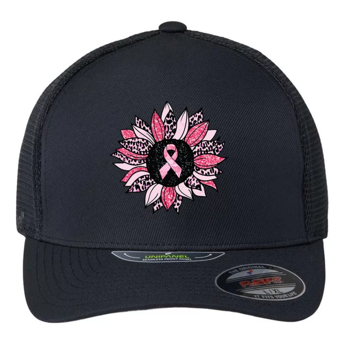 Sunflower Pink Breast Cancer Awareness Warrior Flexfit Unipanel Trucker Cap