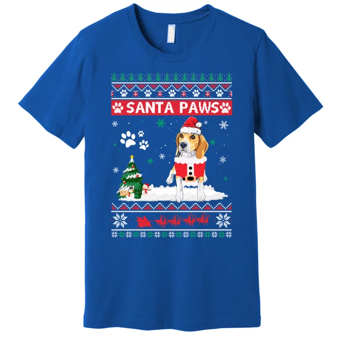 Santa Paws Beagle Merry Christmas Dog Funny Xmas Meaningful Gift Premium T-Shirt