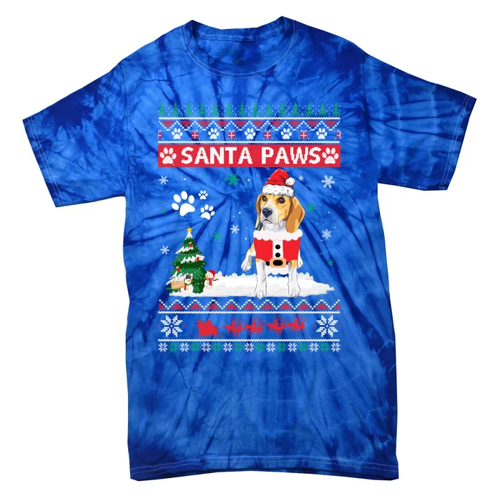 Santa Paws Beagle Merry Christmas Dog Funny Xmas Meaningful Gift Tie-Dye T-Shirt