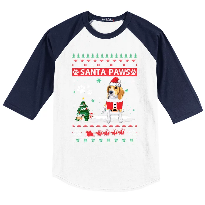 Santa Paws Beagle Merry Christmas Dog Funny Xmas Meaningful Gift Baseball Sleeve Shirt