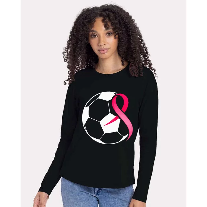 Soccer PinkRibbonHeartCool Breast Cancer Awareness Womens Cotton Relaxed Long Sleeve T-Shirt