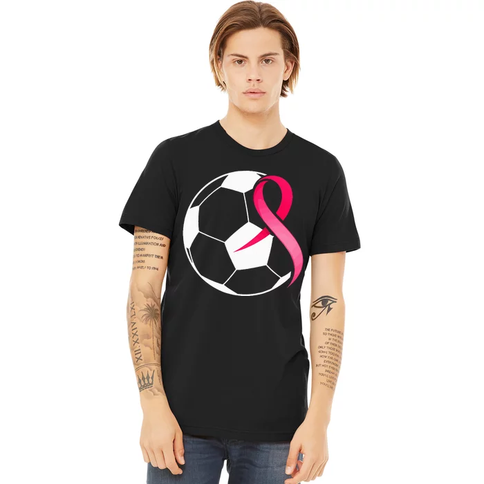 Soccer PinkRibbonHeartCool Breast Cancer Awareness Premium T-Shirt