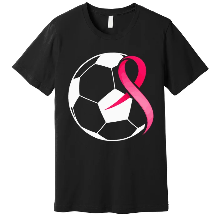 Soccer PinkRibbonHeartCool Breast Cancer Awareness Premium T-Shirt