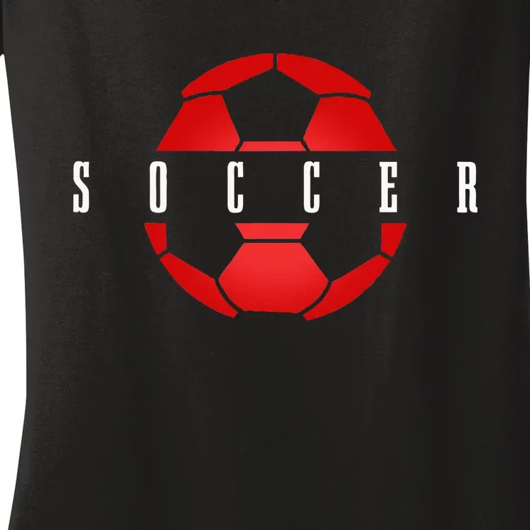 Soccer Player Ball Soccer Women's V-Neck T-Shirt