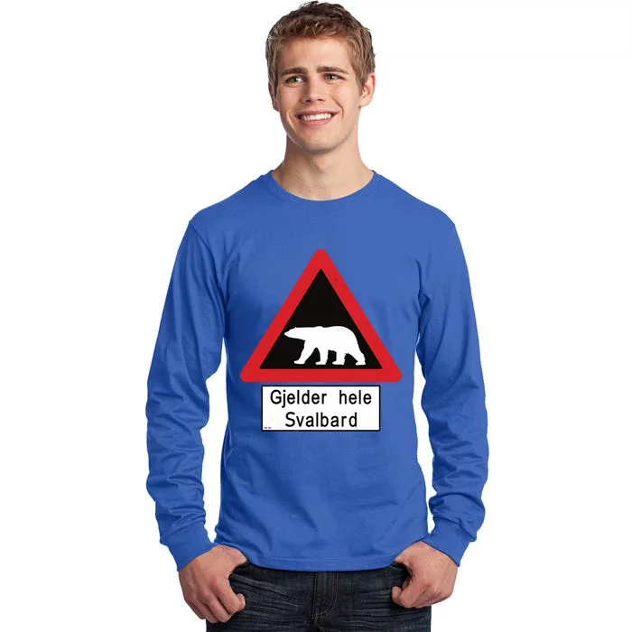 Svalbard Polar Bear Sign Gjelder Hele Svalbard Norway Gift Tall Long Sleeve T-Shirt