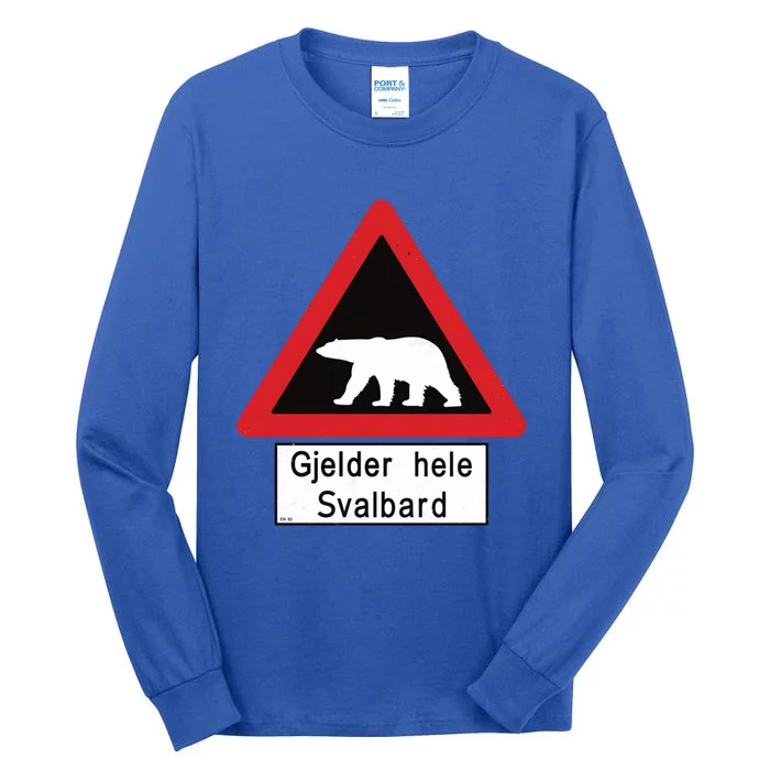 Svalbard Polar Bear Sign Gjelder Hele Svalbard Norway Gift Tall Long Sleeve T-Shirt