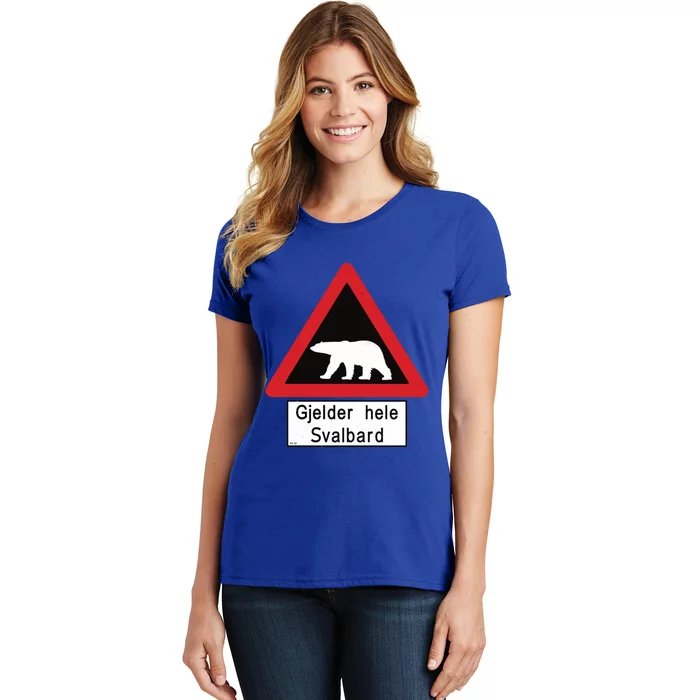 Svalbard Polar Bear Sign Gjelder Hele Svalbard Norway Gift Women's T-Shirt