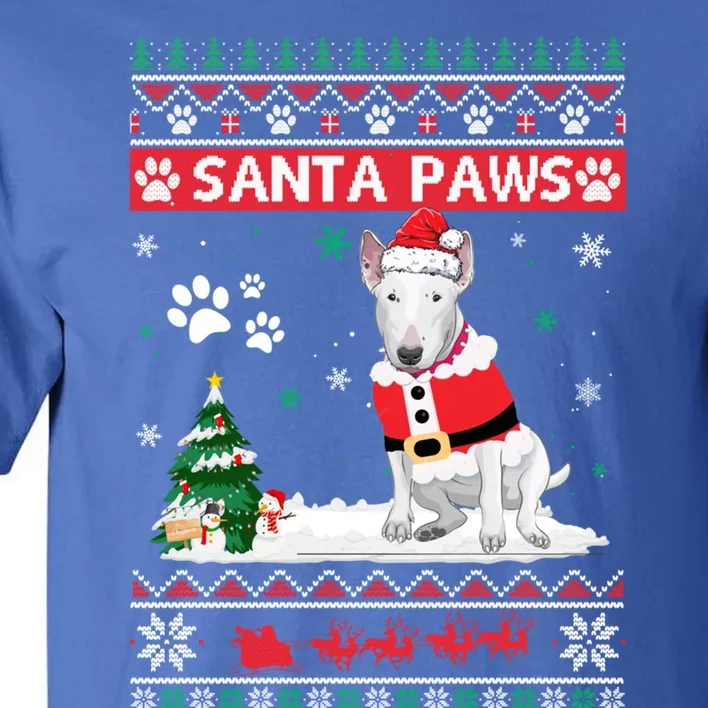 Santa Paws Bull Terrier Merry Christmas Dog Funny Xmas Gift Tall T-Shirt