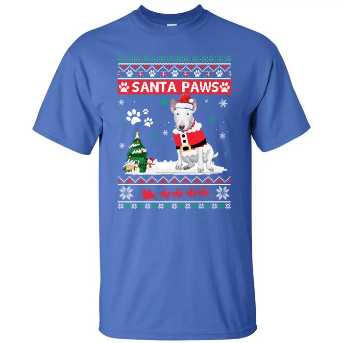 Santa Paws Bull Terrier Merry Christmas Dog Funny Xmas Gift Tall T-Shirt