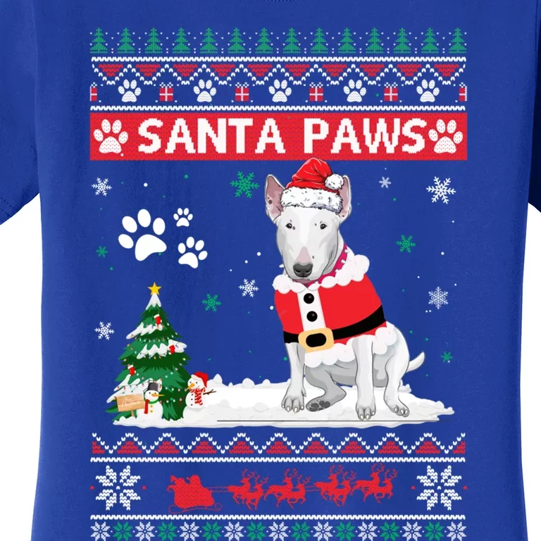 Santa Paws Bull Terrier Merry Christmas Dog Funny Xmas Gift Women's T-Shirt