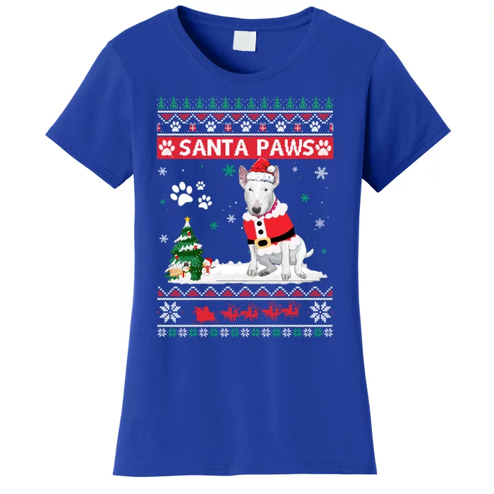 Santa Paws Bull Terrier Merry Christmas Dog Funny Xmas Gift Women's T-Shirt