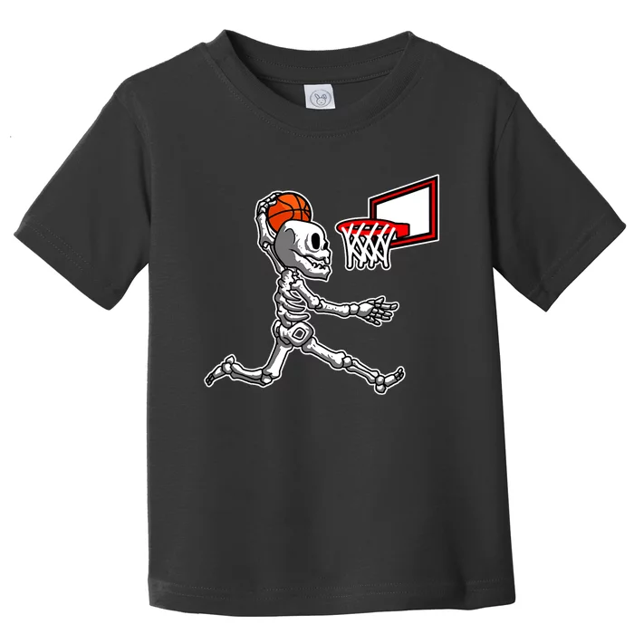 Skeleton Playing Basketball Dunk Halloween Costume Boy Toddler T-Shirt