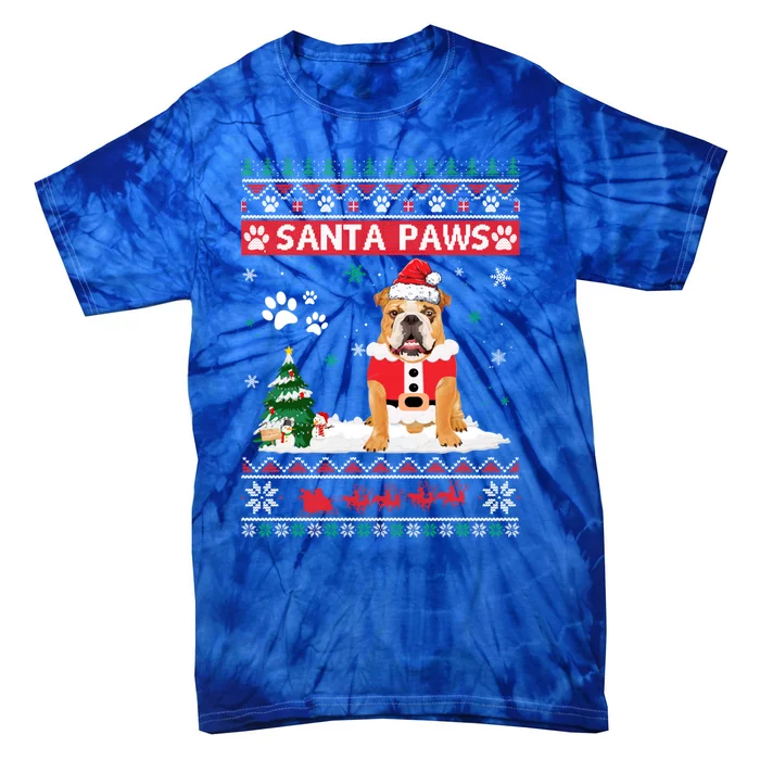 Santa Paws Bulldog Merry Christmas Dog Funny Xmas Cute Gift Tie-Dye T-Shirt