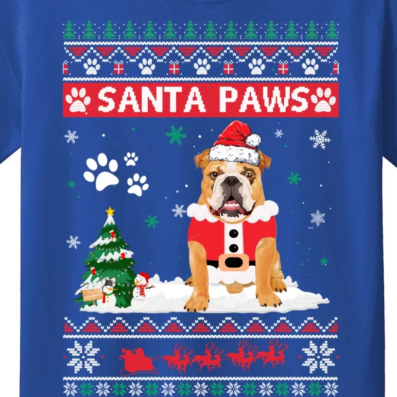 Santa Paws Bulldog Merry Christmas Dog Funny Xmas Cute Gift Kids T-Shirt