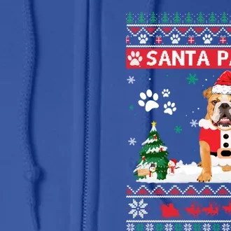 Santa Paws Bulldog Merry Christmas Dog Funny Xmas Cute Gift Full Zip Hoodie