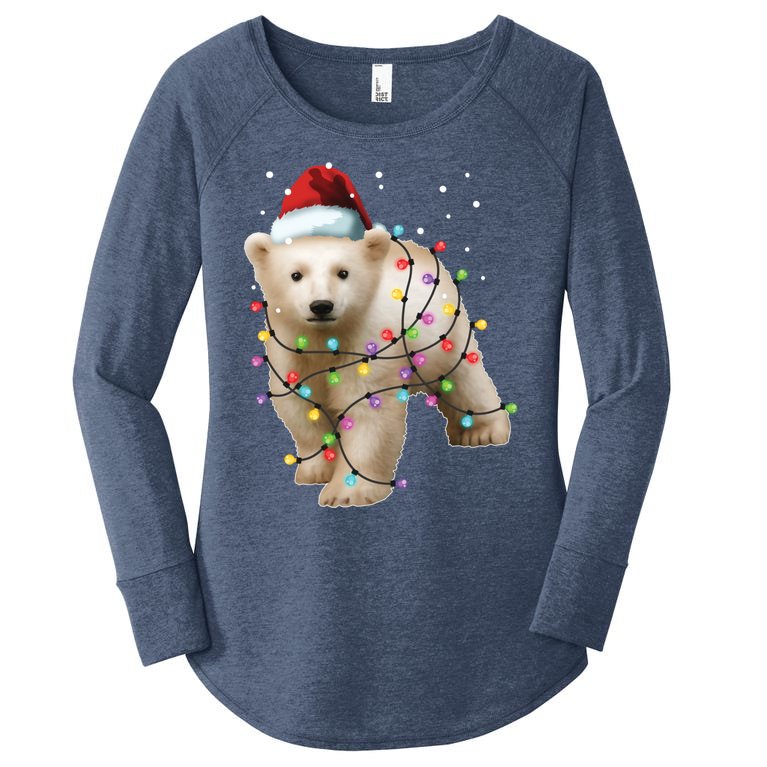 Santa Polar Bear Christmas Bear Lover Cool Gift Women’s Perfect Tri Tunic Long Sleeve Shirt