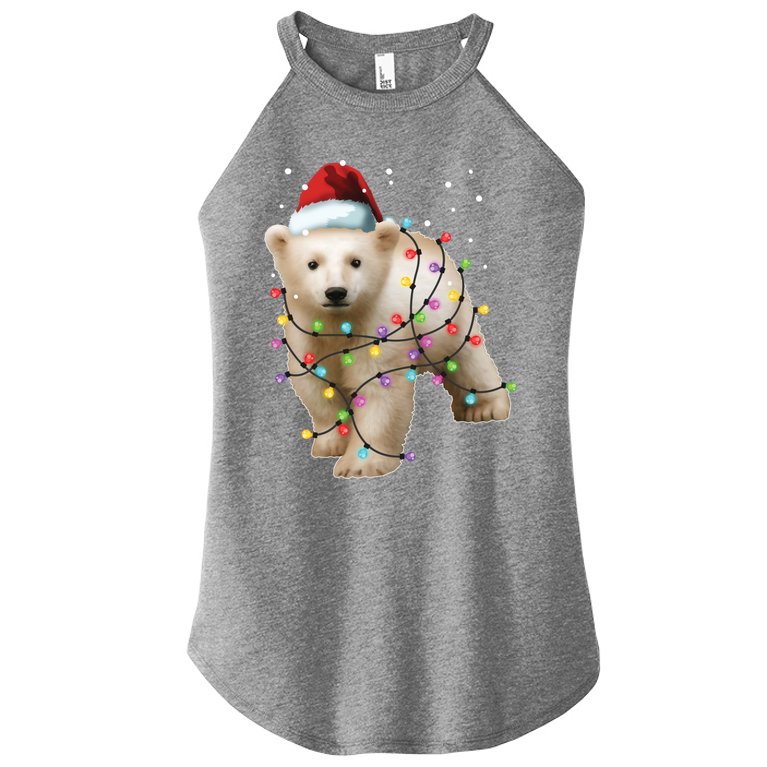 Santa Polar Bear Christmas Bear Lover Cool Gift Women’s Perfect Tri Rocker Tank