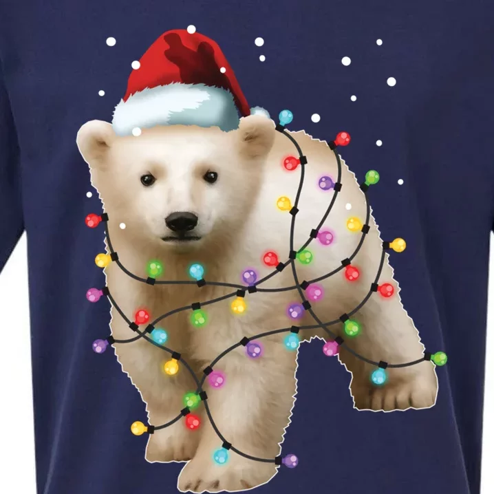 Santa Polar Bear Christmas Bear Lover Cool Gift Sueded Cloud Jersey T-Shirt