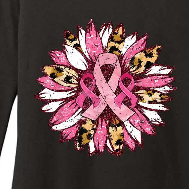 Sunflower Pink Breast Cancer Awareness Warrior Womens CVC Long Sleeve Shirt