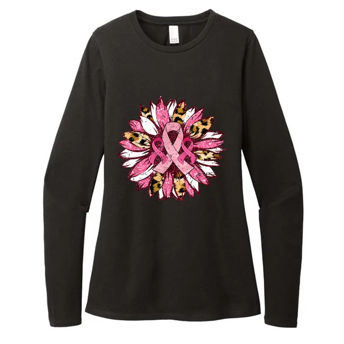 Sunflower Pink Breast Cancer Awareness Warrior Womens CVC Long Sleeve Shirt