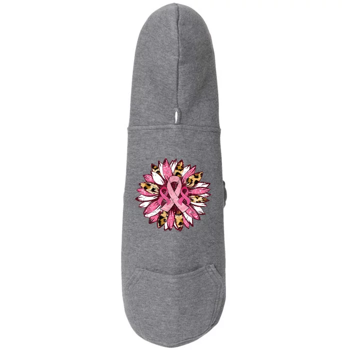 Sunflower Pink Breast Cancer Awareness Warrior Doggie 3-End Fleece Hoodie