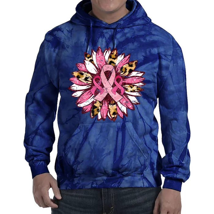 Sunflower Pink Breast Cancer Awareness Warrior Tie Dye Hoodie