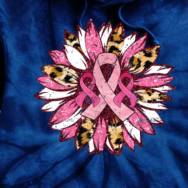 Sunflower Pink Breast Cancer Awareness Warrior Tie Dye Hoodie