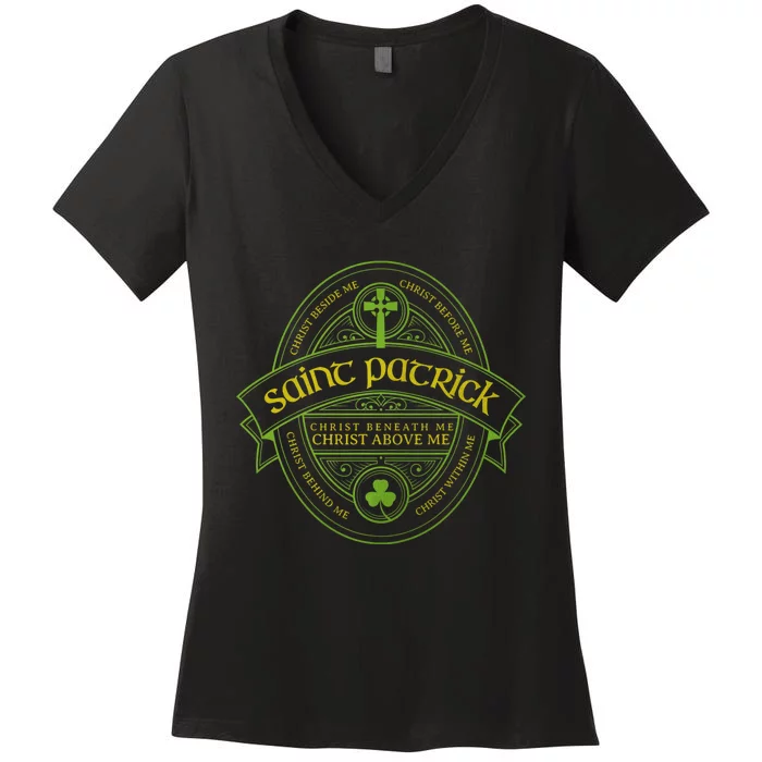 St Patrick Breastplate Prayer Catholic Saint Patricks Day Women's V-Neck T-Shirt