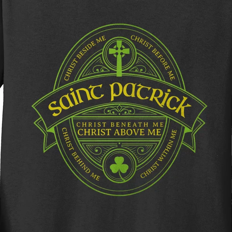 St Patrick Breastplate Prayer Catholic Saint Patricks Day Kids Long Sleeve Shirt