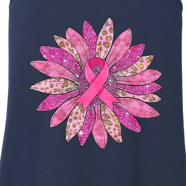 Sunflower Pink Breast Cancer Awareness Support Women Warrior Ladies Essential Tank