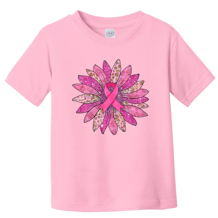 Sunflower Pink Breast Cancer Awareness Support Women Warrior Toddler T-Shirt