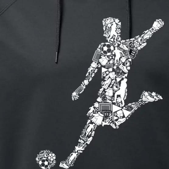 Soccer Player Boys Kids Youth Men TShirt Performance Fleece Hoodie