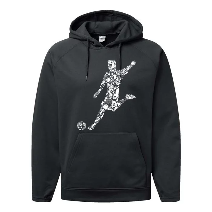 Soccer Player Boys Kids Youth Men TShirt Performance Fleece Hoodie