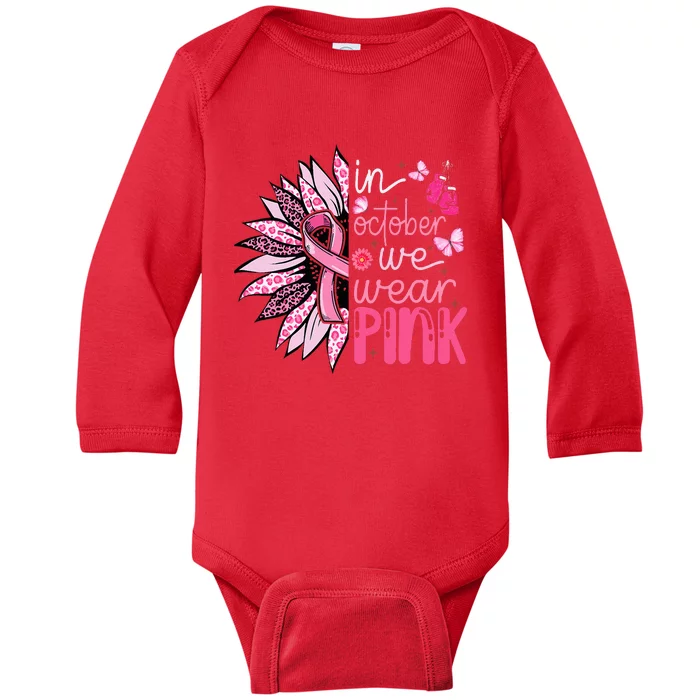 Sunflower P.I.N.K Breast Cancer Awareness Baby Long Sleeve Bodysuit