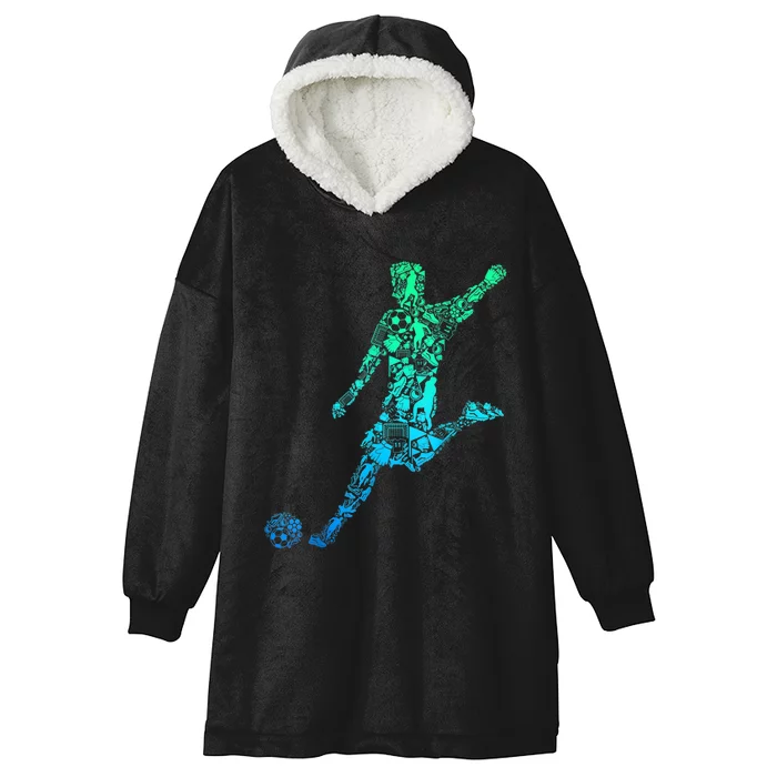 Soccer Player Boys Kids Youth Men TShirt Hooded Wearable Blanket