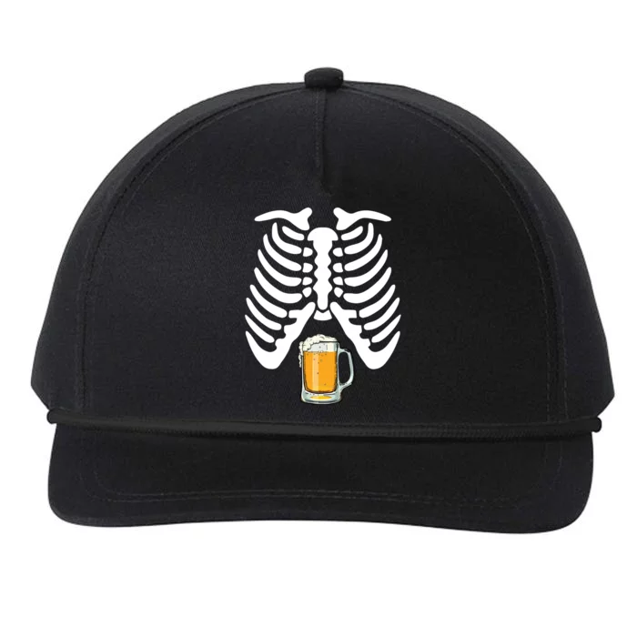 Skeleton Pregnancy Beer Funny Halloween New Dad Gift Snapback Five-Panel Rope Hat