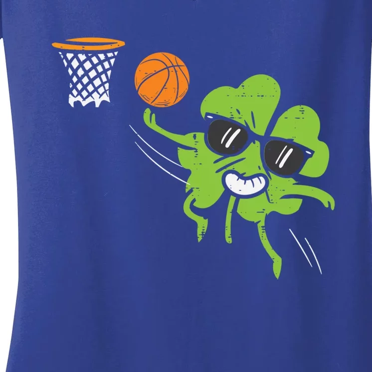 Shamrock Playing Basketball St Patricks Day Cute Gift Women's V-Neck T-Shirt