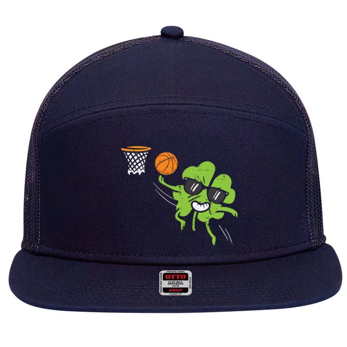 Shamrock Playing Basketball St Patricks Day Cute Gift 7 Panel Mesh Trucker Snapback Hat