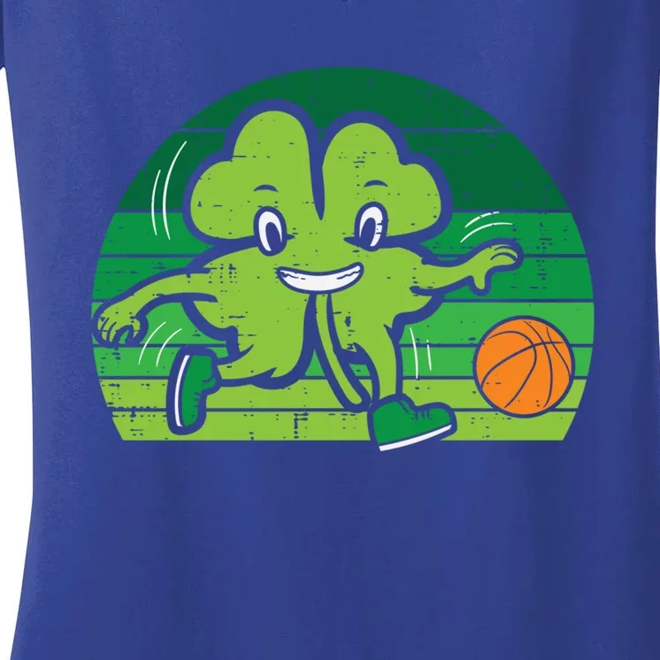 Shamrock Playing Basketball St Patricks Day Cute Gift Women's V-Neck T-Shirt