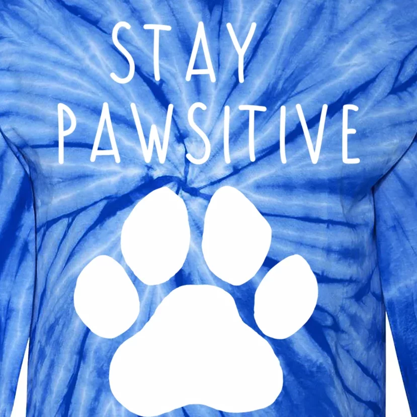 Stay Pawsitive Cool Gift Tie-Dye Long Sleeve Shirt