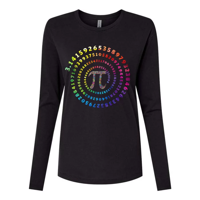 Spiral Pi Color Numbers Math Funny Pi Day Math Teacher Geek Womens Cotton Relaxed Long Sleeve T-Shirt