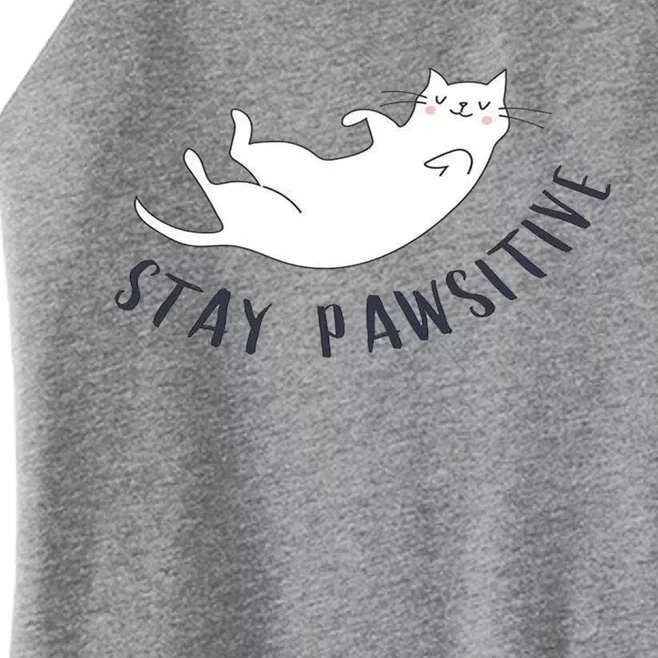 Stay Pawsitive Cat Illustration Great Gift Women’s Perfect Tri Rocker Tank