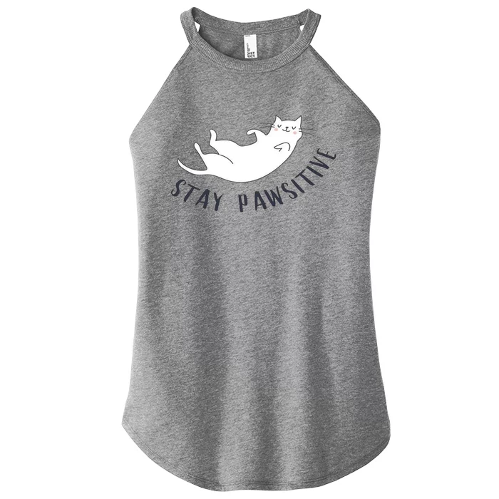 Stay Pawsitive Cat Illustration Great Gift Women’s Perfect Tri Rocker Tank